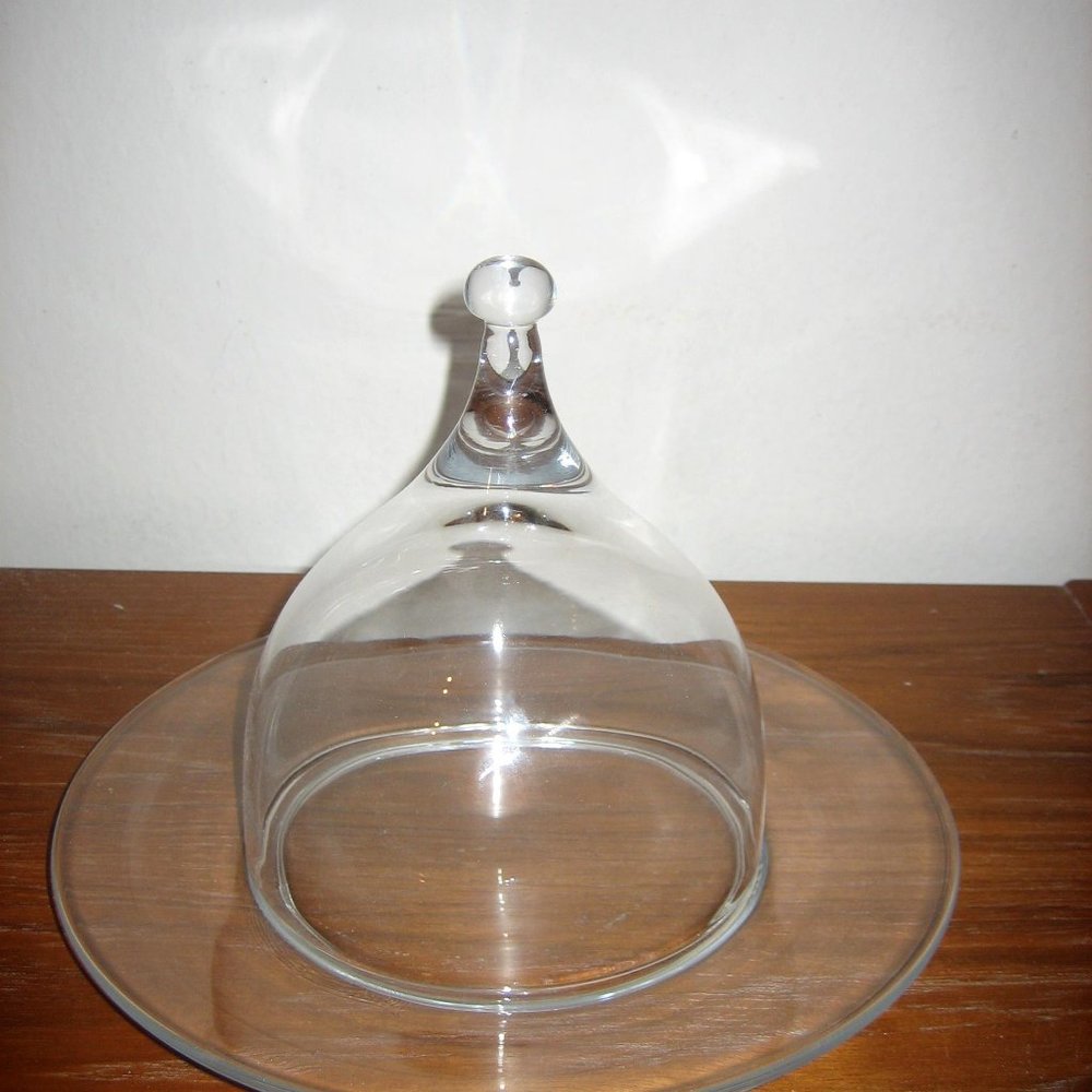 Mid Century Domed Glass Cheese Platter